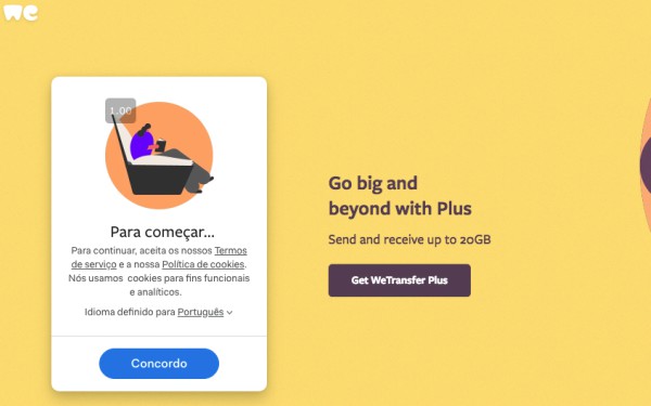 Como-usar-o-Wetransfer-Grátis-tela-de-aceite